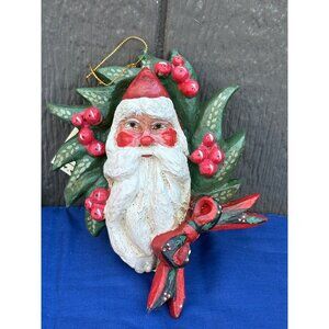 NWT House Of Hatten 1989 Enchanted Forest Santa Ornament Christmas Wreath NOS